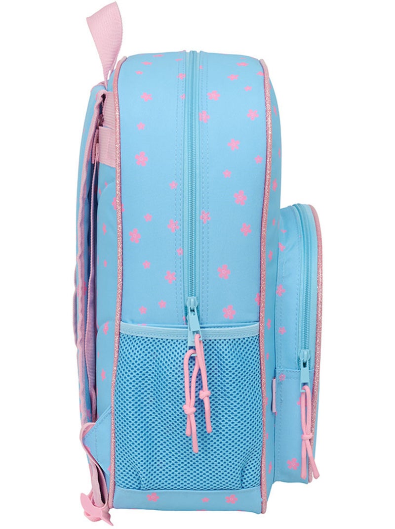 Sac à dos scolaire enfant polyester 2 compartiments Lilo et Stitch Bleu Rose clair - Kiabi