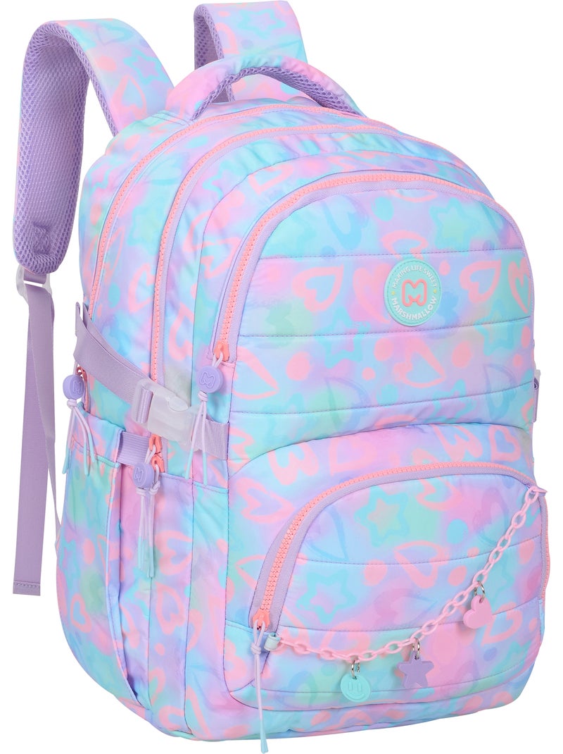 Sac à dos scolaire fille 2 compartiments MARSHMALLOW Funny Love rose Bleu Bleu - Kiabi