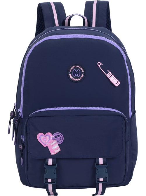 Sac à dos scolaire fille 2 compartiments MARSHMALLOW Glimmed bleu nuit - Kiabi