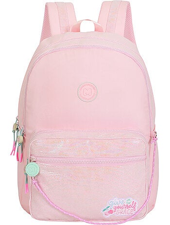 Sac à dos scolaire fille 2 compartiments MARSHMALLOW Grace Pink rose pastel