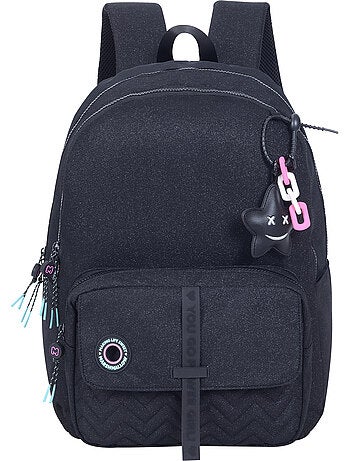 Sac à dos scolaire fille 2 compartiments MARSHMALLOW Nighty noir