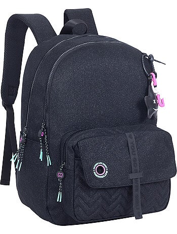 Sac à dos scolaire fille 2 compartiments MARSHMALLOW Nighty noir