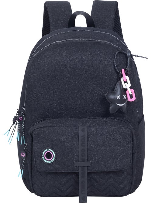 Sac à dos scolaire fille 2 compartiments MARSHMALLOW Nighty noir - Kiabi Sac à dos scolaire fille 2 compartiments MARSHMALLOW Nighty noir - Kiabi