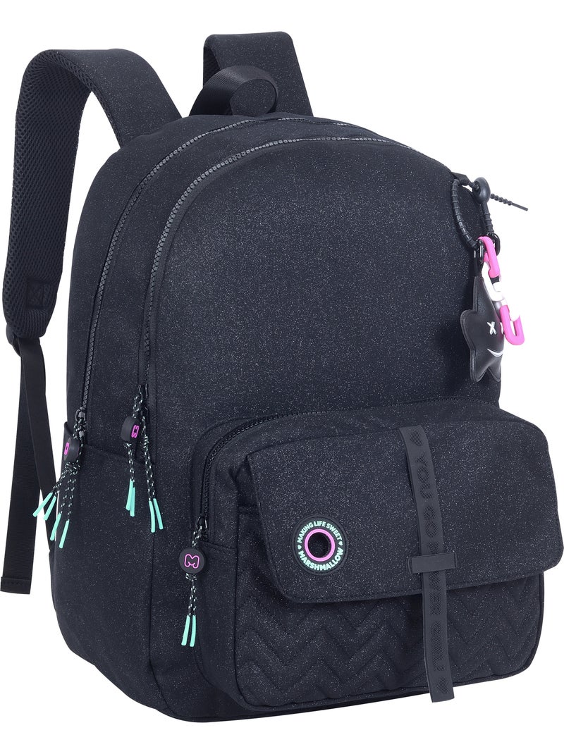 Sac à dos scolaire fille 2 compartiments MARSHMALLOW Nighty noir Noir - Kiabi