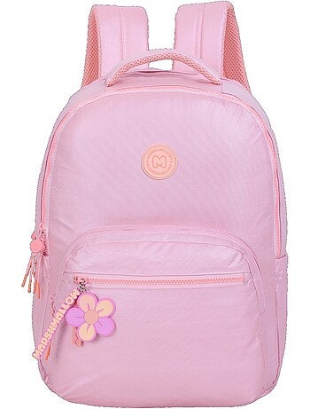 Sac à dos scolaire fille 2 compartiments MARSHMALLOW Platinum rose irisé