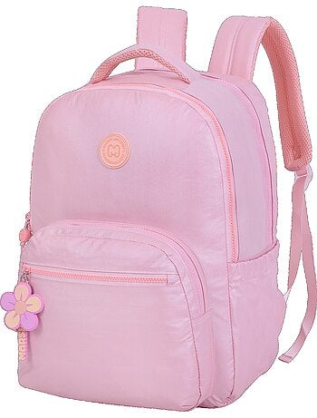 Sac à dos scolaire fille 2 compartiments MARSHMALLOW Platinum rose irisé
