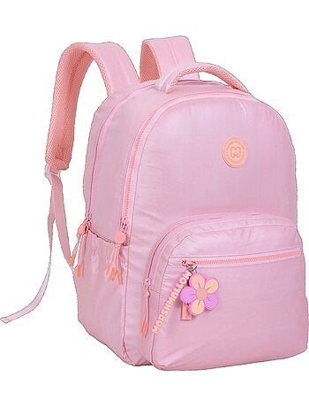 Sac à dos scolaire fille 2 compartiments MARSHMALLOW Platinum rose irisé