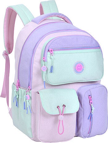 Sac à dos scolaire fille 2 compartiments MARSHMALLOW Sunrise multicolore pastel