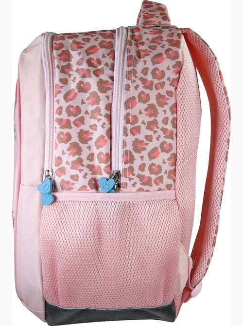 Sac à dos scolaire fille KIP Graou 2 compartiments rose motif léopard - Kiabi Sac à dos scolaire fille KIP Graou 2 compartiments rose motif léopard - Kiabi