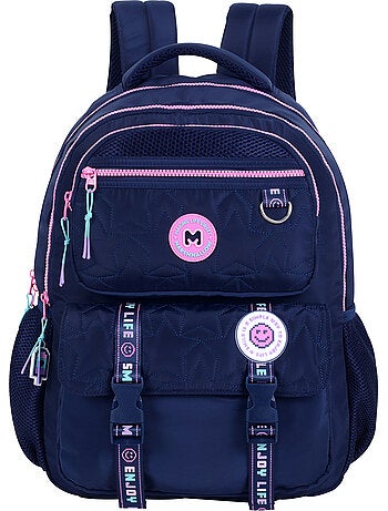 Sac à dos scolaire fille Marshmallow Pixelly 2 compartiments bleu nuit