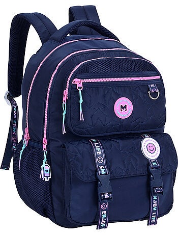 Sac à dos scolaire fille Marshmallow Pixelly 2 compartiments bleu nuit