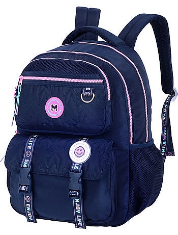 Sac à dos scolaire fille Marshmallow Pixelly 2 compartiments bleu nuit