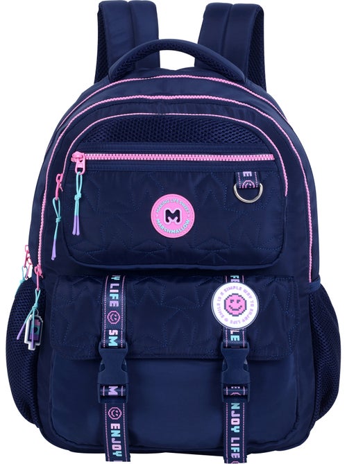 Sac à dos scolaire fille Marshmallow Pixelly 2 compartiments bleu nuit - Kiabi