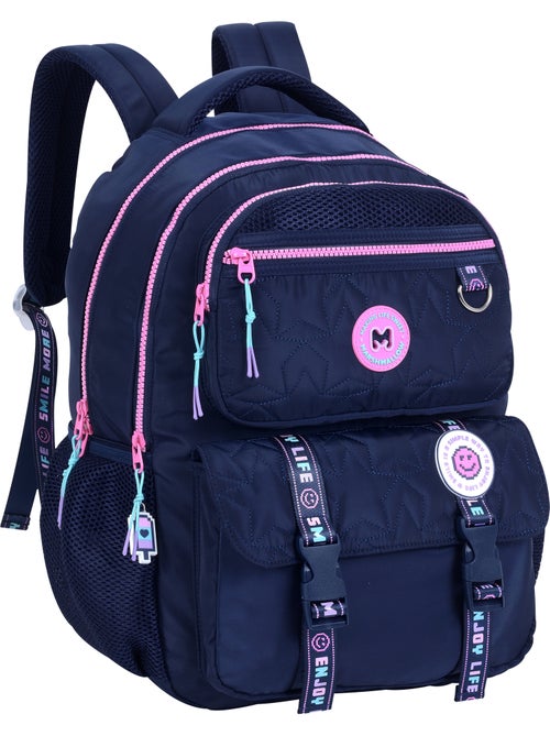 Sac à dos scolaire fille Marshmallow Pixelly 2 compartiments bleu nuit - Kiabi