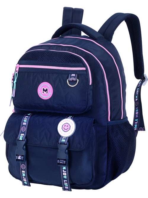 Sac à dos scolaire fille Marshmallow Pixelly 2 compartiments bleu nuit - Kiabi
