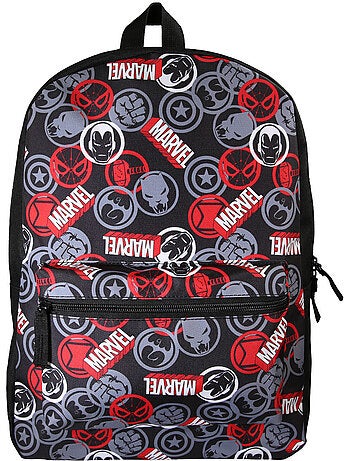 Sac à dos scolaire garçon 1 compartiment MARVEL noir rouge
