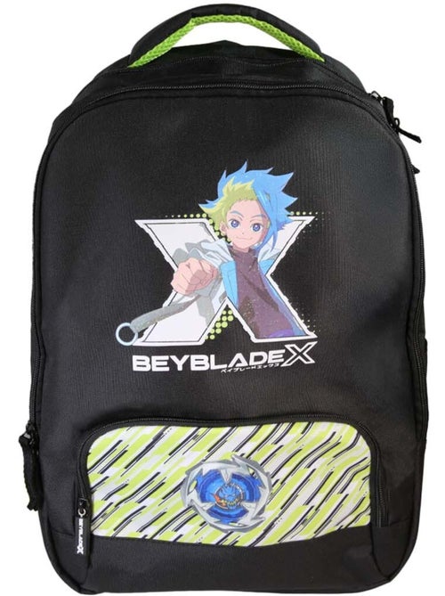 Sac à dos scolaire garçon Beyblade X 38 cm noir et vert 2 compartiments - Kiabi
