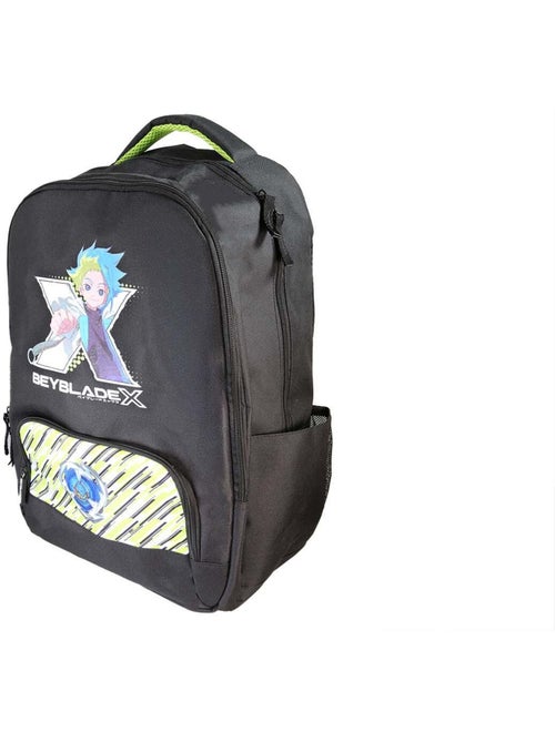 Sac à dos scolaire garçon Beyblade X 38 cm noir et vert 2 compartiments - Kiabi
