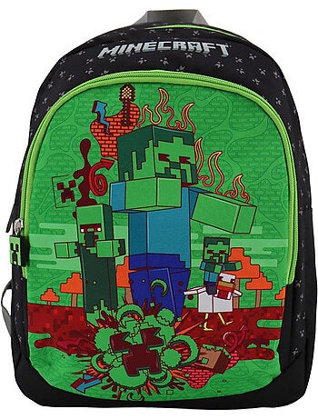 Sac à dos scolaire imprimé Creeper qualité supérieure Minecraft