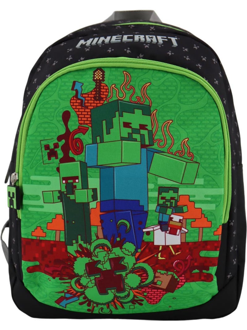 Sac à dos scolaire imprimé Creeper qualité supérieure Minecraft Noir Vert - Kiabi