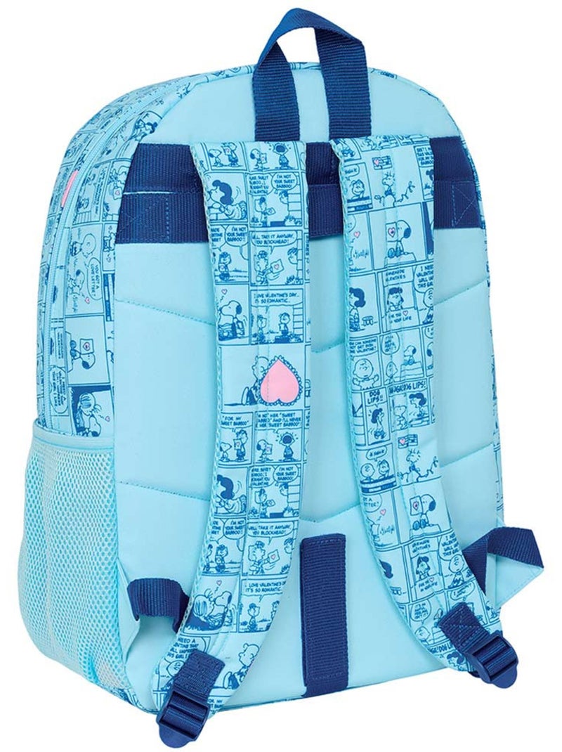 Sac à dos scolaire imprimé Peanuts en textile Snoopy Bleu Rose clair - Kiabi