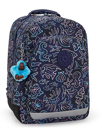 Sac à dos scolaire kipling class room polyester motif disco fish