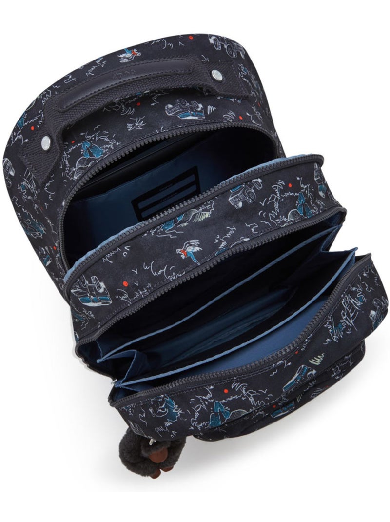 Sac à dos scolaire Kipling Class Room polyester motif Jungle Fun Race Noir Bleu Blanc - Kiabi