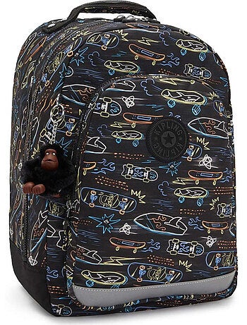 Sac à dos scolaire Kipling Class Room polyester motif Neon Skate