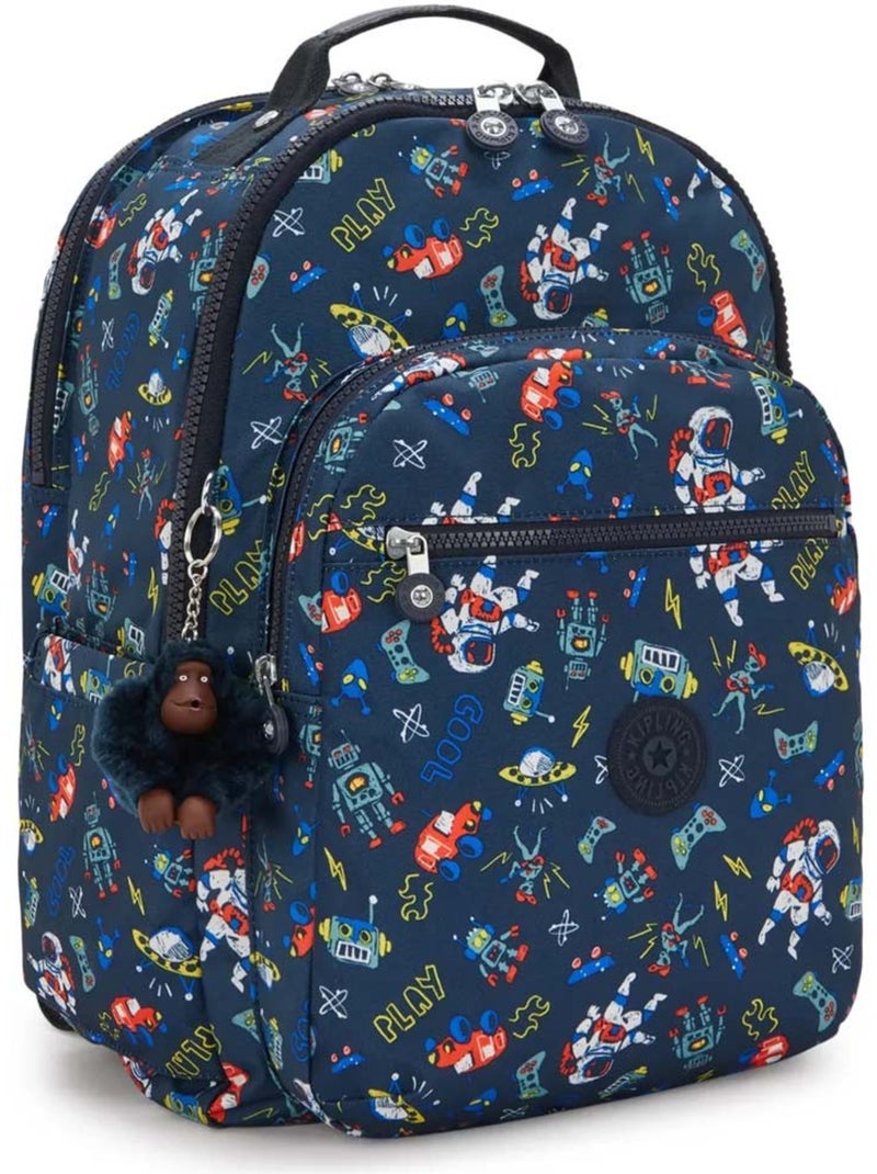Sac à Dos Scolaire Kipling Seoul College Extra Space Game 44 CM avec compartiment ordinateur Bleu Multicolore - Kiabi