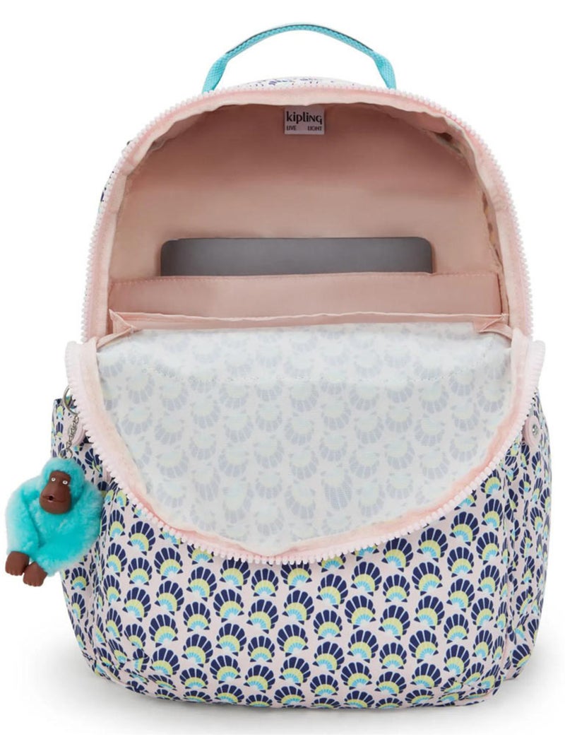Sac à Dos Scolaire Kipling Seoul Coquillage avec compartiment pour ordinateur - 44 CM Bleu Rose - Kiabi