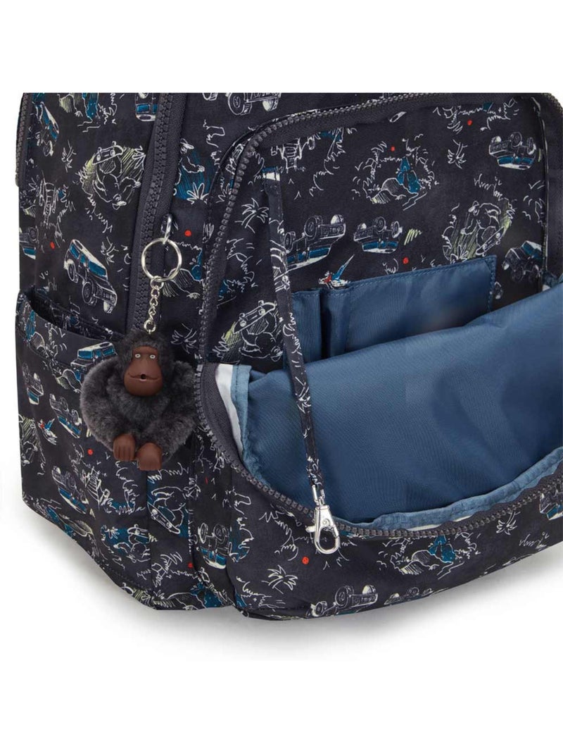 Sac à dos scolaire Kipling Seoul en tissu synthétique imprimé Noir Bleu - Kiabi