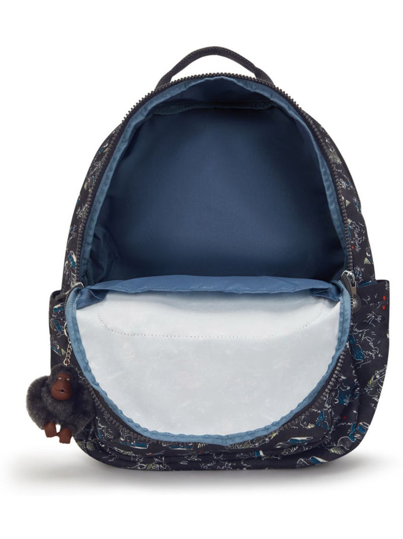 Sac à dos scolaire Kipling Seoul en tissu synthétique imprimé Noir Bleu - Kiabi