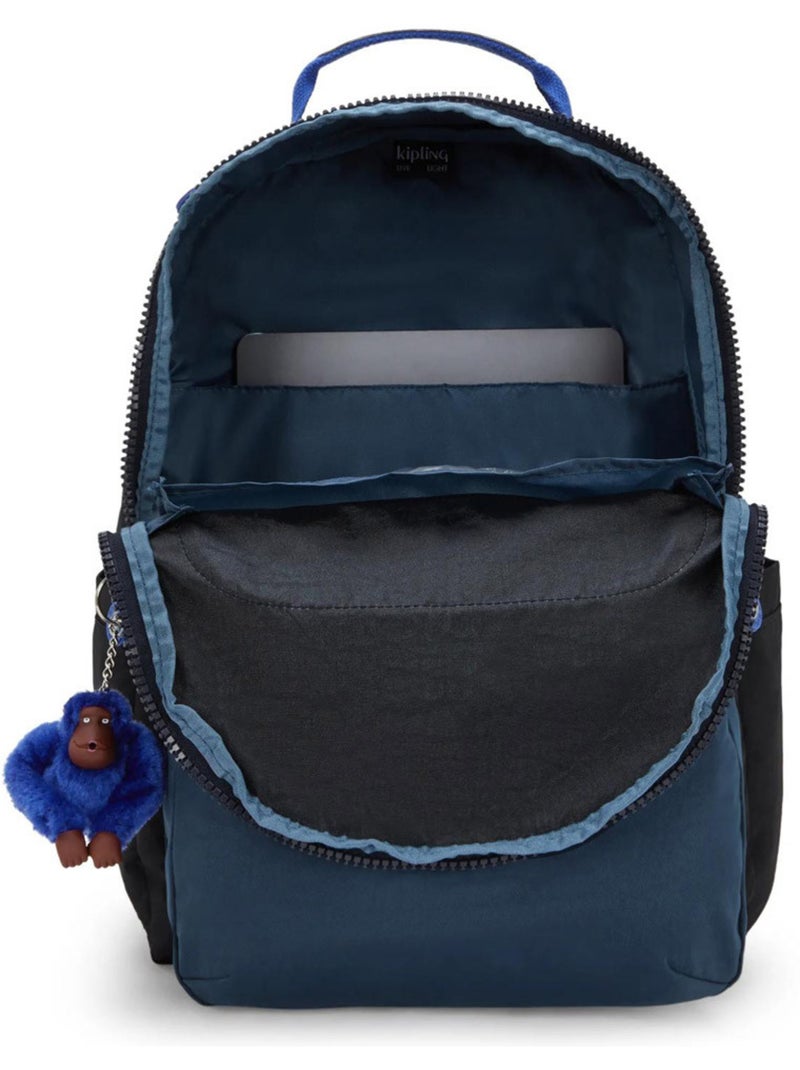 Sac à Dos Scolaire Kipling Seoul True block 44 CM - Emplacement pour ordinateur Noir Bleu - Kiabi
