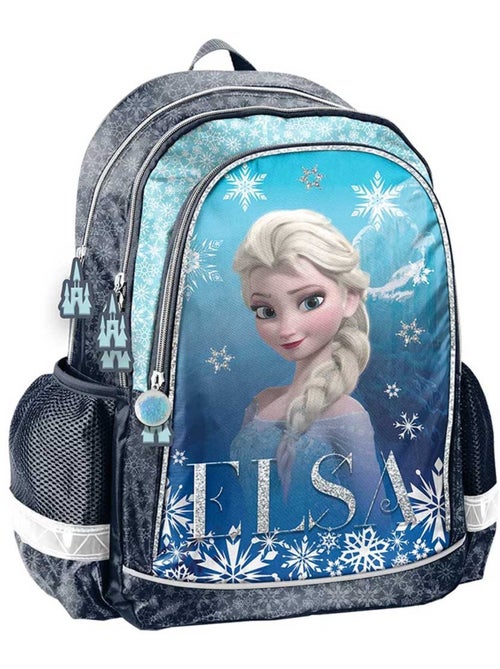 Sac à dos scolaire La Reine des Neiges motif Elsa pailleté polyester - Kiabi