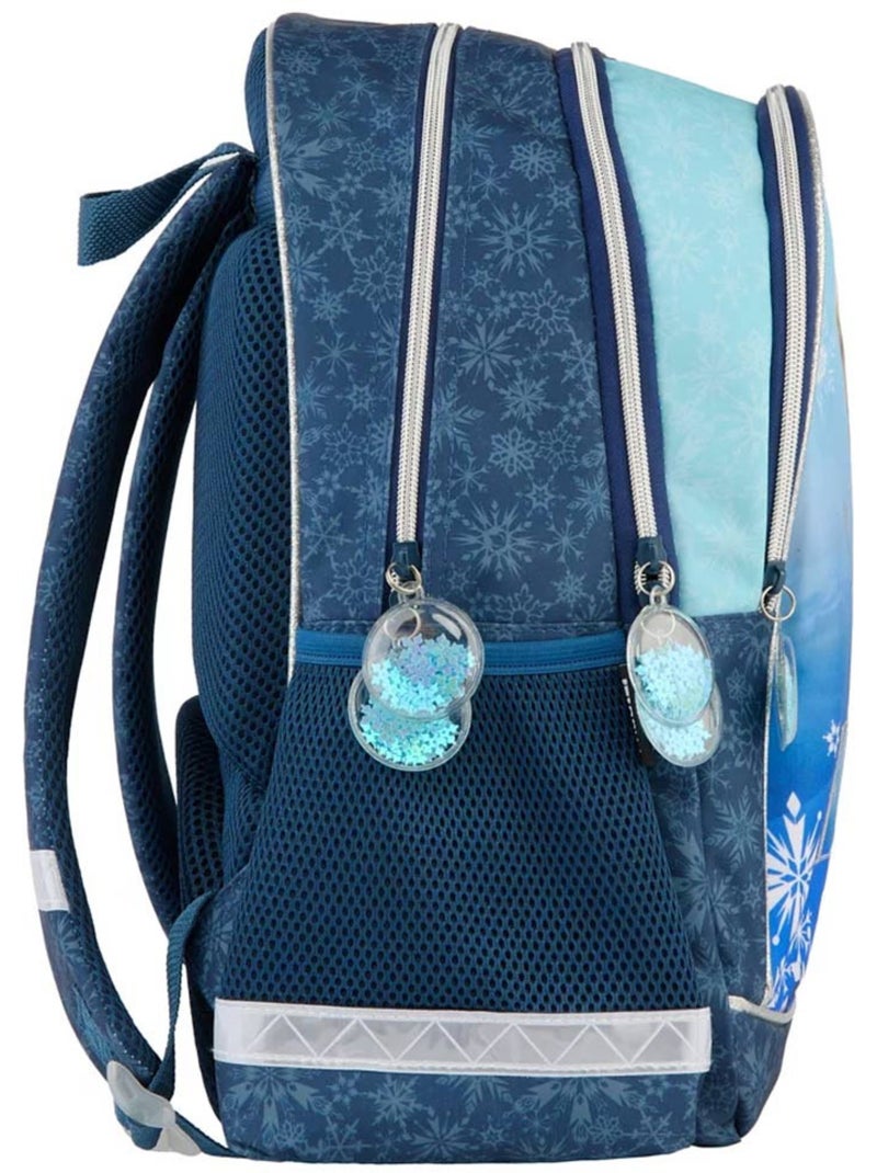 Sac à dos scolaire La Reine des Neiges motif Elsa pailleté polyester Bleu Bleu ciel Blanc - Kiabi