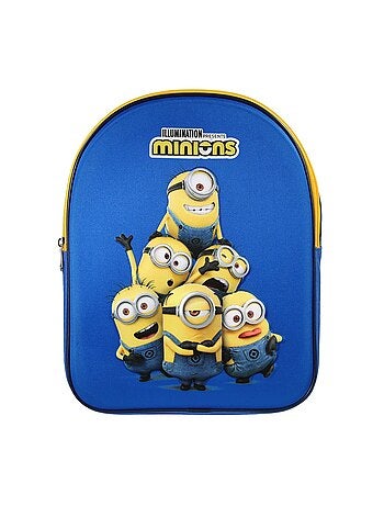 Sac à Dos Scolaire Maternelle 31 cm Les Minions - Bleu - 1 compartiment zippé - Face 3D - Bagtrotter