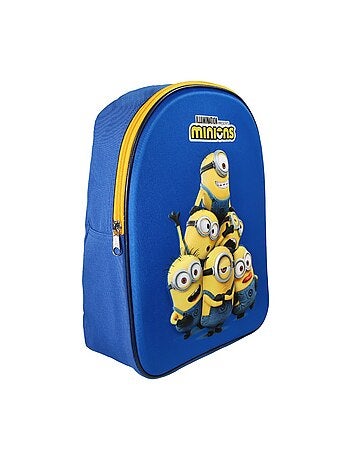 Sac à Dos Scolaire Maternelle 31 cm Les Minions - Bleu - 1 compartiment zippé - Face 3D - Bagtrotter