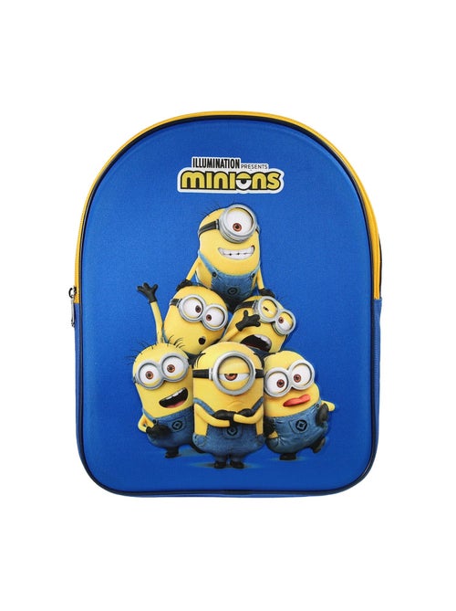 Sac à Dos Scolaire Maternelle 31 cm Les Minions - Bleu - 1 compartiment zippé - Face 3D - Bagtrotter - Kiabi