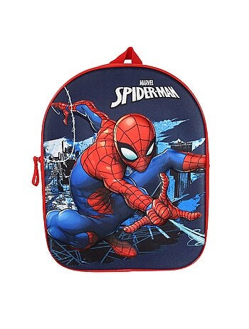 Sac à Dos Scolaire Maternelle 31 cm Spiderman - Marine - 1 compartiment zippé - Face 3D - Bagtrotter