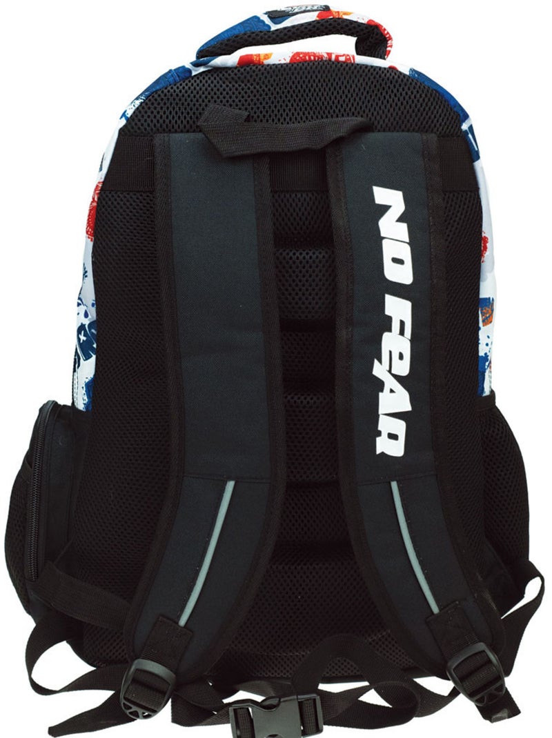 Sac à dos scolaire Monster Truck imprimé No Fear 45 CM Blanc Noir Bleu - Kiabi