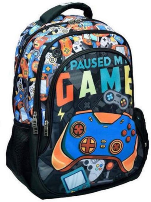 Sac à dos scolaire motif gaming en tissu synthétique imperméable 43 CM - Kiabi