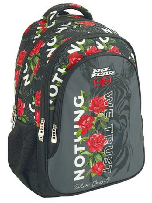 Sac à dos scolaire No Fear motif zèbre et roses polyester - Kiabi