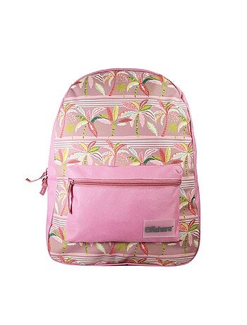 Sac à Dos Scolaire Offshore - Rose - Palmiers - 1 compartiment zippé - 29x13x40cm - Bagtrotter