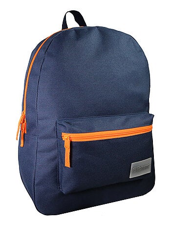 Sac à dos scolaire Offshore 1 compartiment bleu marine orange - Bagtrotter