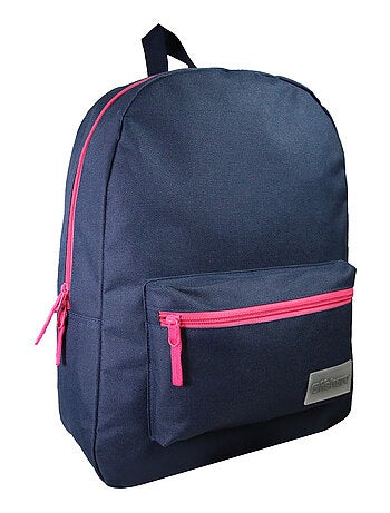 Sac à dos scolaire Offshore 1 compartiment bleu marine rose - Bagtrotter