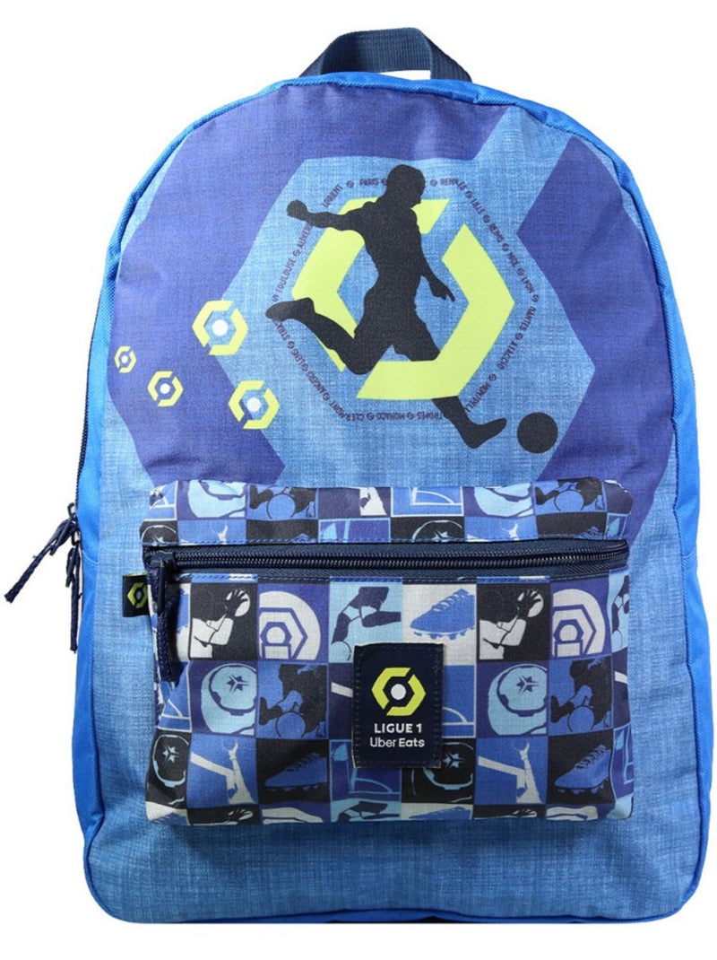 Sac à dos scolaire polyester Ligue 1 Football 40 CM Bleu - Kiabi