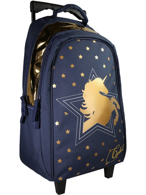 Sac à Dos Scolaire Primaire à Roulettes Cybel Bleu Marine  2 Compartiments Bagtrotter - Kiabi