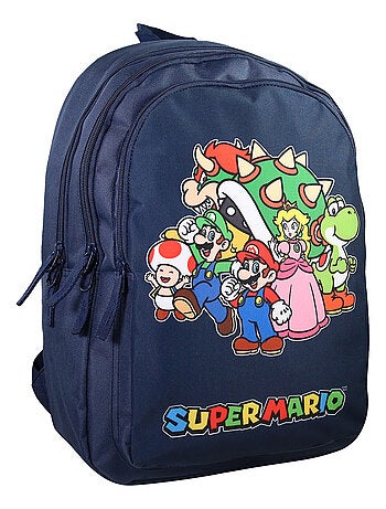 Sac à Dos Scolaire Primaire Super Mario Bleu Marine - 2 Compartiments - Bagtrotter