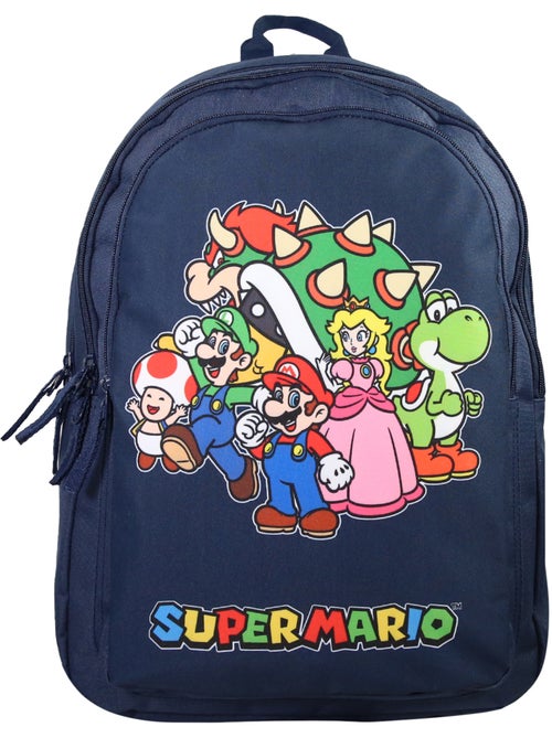 Sac à Dos Scolaire Primaire Super Mario Bleu Marine - 2 Compartiments - Bagtrotter - Kiabi