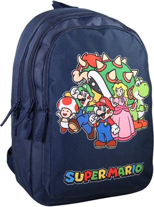 Sac à Dos Scolaire Primaire Super Mario Bleu Marine - 2 Compartiments - Bagtrotter - Kiabi